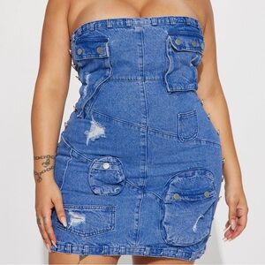 New Jean cargo halter top dress